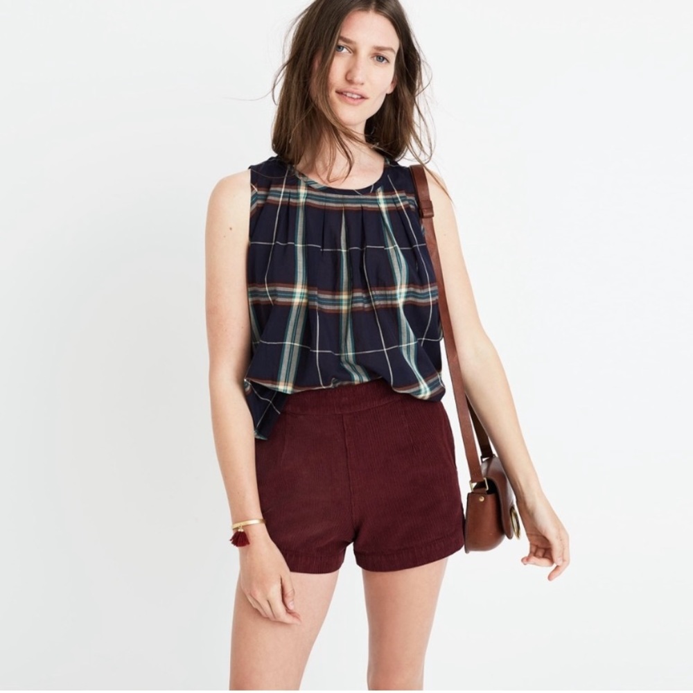 *SOLD* Madewell Williams High-Waisted Corduroy Shorts in Burgundy